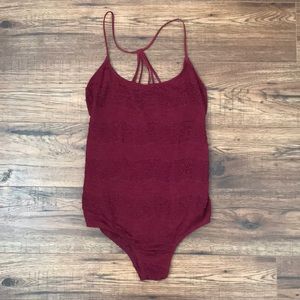 Billabong Intimates Strappy Maroon Lace Bodysuit